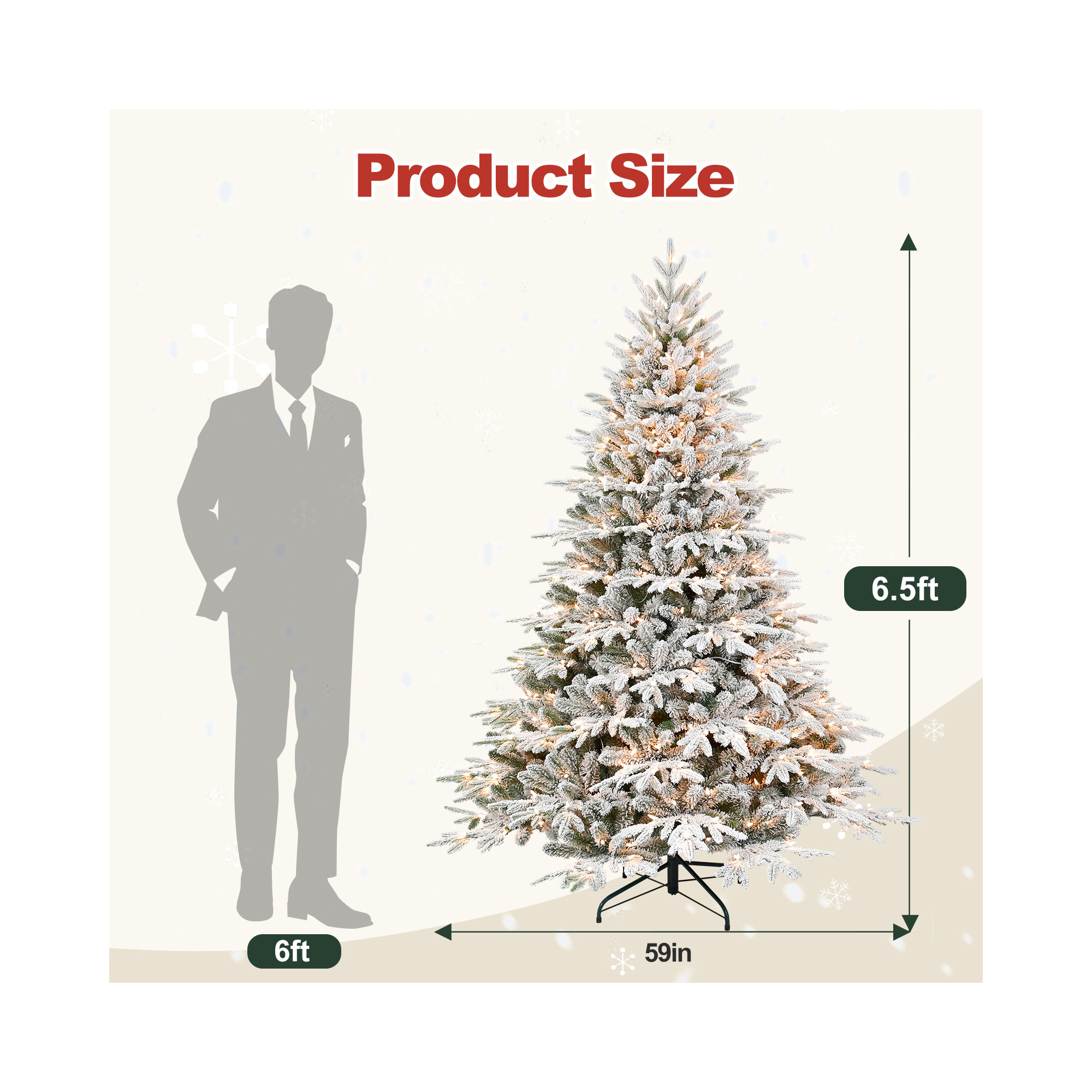 5FT Unlit Blue Spruce Artificial Christmas Tree with 1197 PE&PVC Branch Tips,Full Hinged Xmas Tree with Foldable, 6.5'