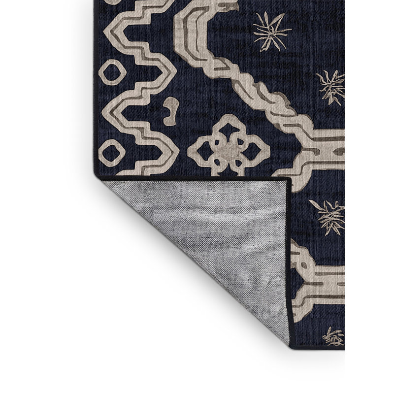 Machine Washable Gray Area Rug, Round 3'