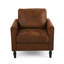 Chaise d'appoint Ada, dossier rembourré moelleux, conception en microfibre brune texturée-121386551