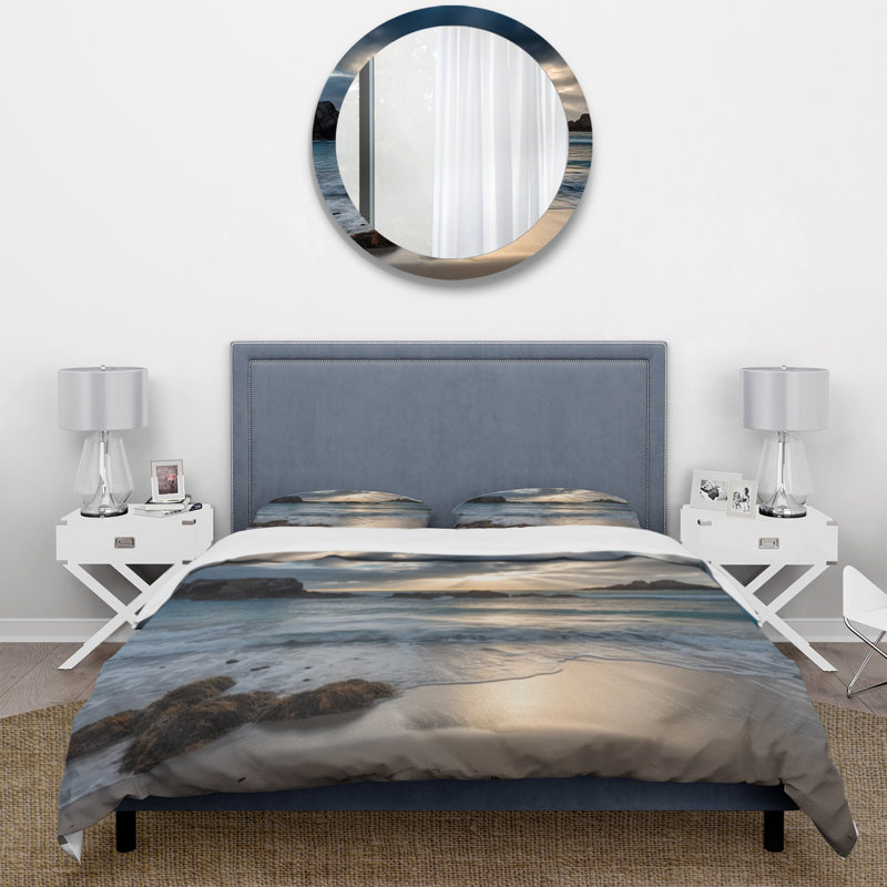 Beautiful Porthcothan Bay I - Ensemble de housse de couette Modern Beach - Microfibre de polyester