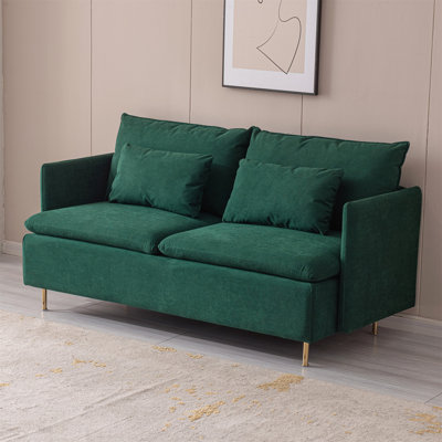 Modern Cotton Linen Loveseat, 2-Seat Sofa with Removable Cushions, Compact for Small Spaces & Apartments, Easy Assembly