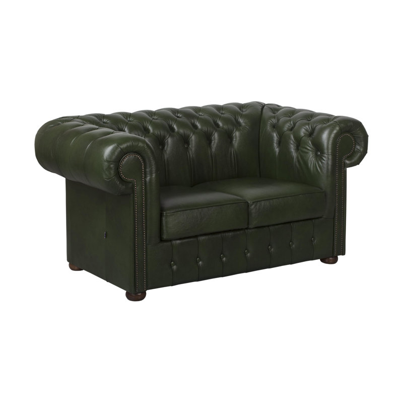 Tamico 2 Seater Genuine Leather Loveseat, 80cm H x 200cm W x 90cm D, Green
