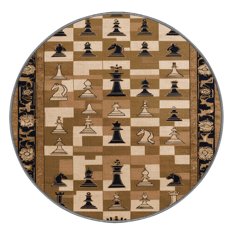 Machine Washable French Brown Area Rug, Round 4'