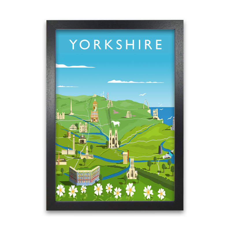 Yorkshire by Richard O'Neill - Single Picture Frame Print, Black, 30cm H x 21cm W