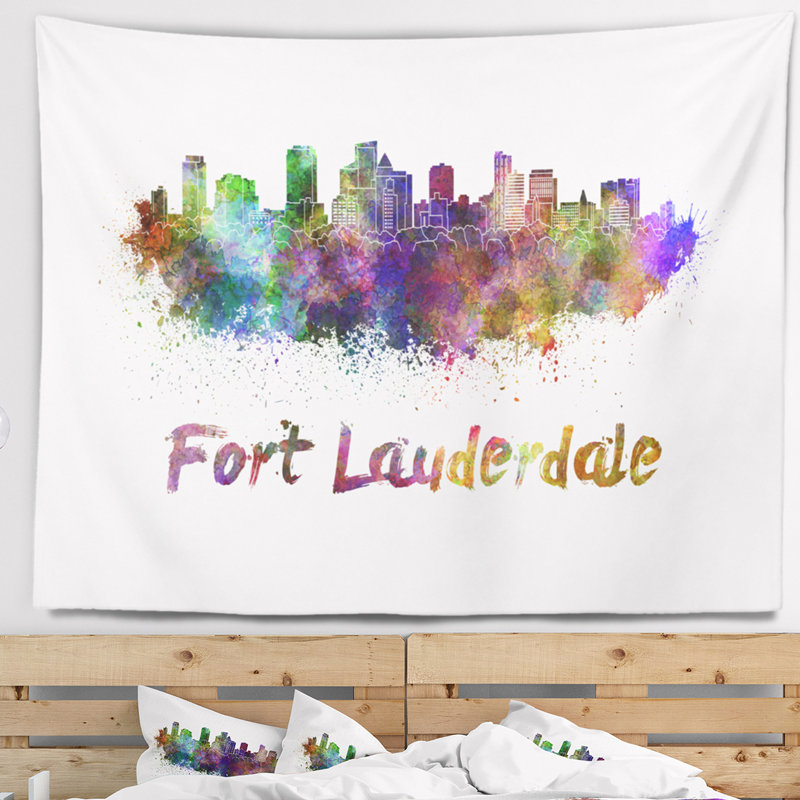 Fort lauderdale skyline tapisserie Cityscape, H 78 po x l 92 po