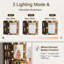 Meuble-lavabo rétro avec lumières à DEL réglables, prise de courant, support pour sèche-cheveux et tabouret assorti - une commode compacte pour les petites chambres, comprend 1 grand 2 tiroirs, une étagère de rangement ouverte pour les cosmétiques,-130040600
