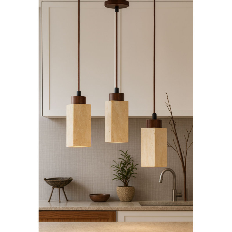 Lustre, Noyer / beige, Trois lumières