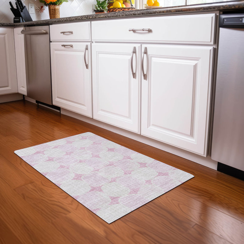 Premium Machine Washable Prisco Pink Rug, Rectangle 1'8" x 2'6"