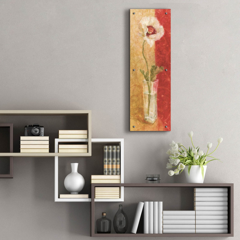 «Fleur En Soie 1» par Danhui Nai, art mural en verre acrylique, H 36 po x l 12 po