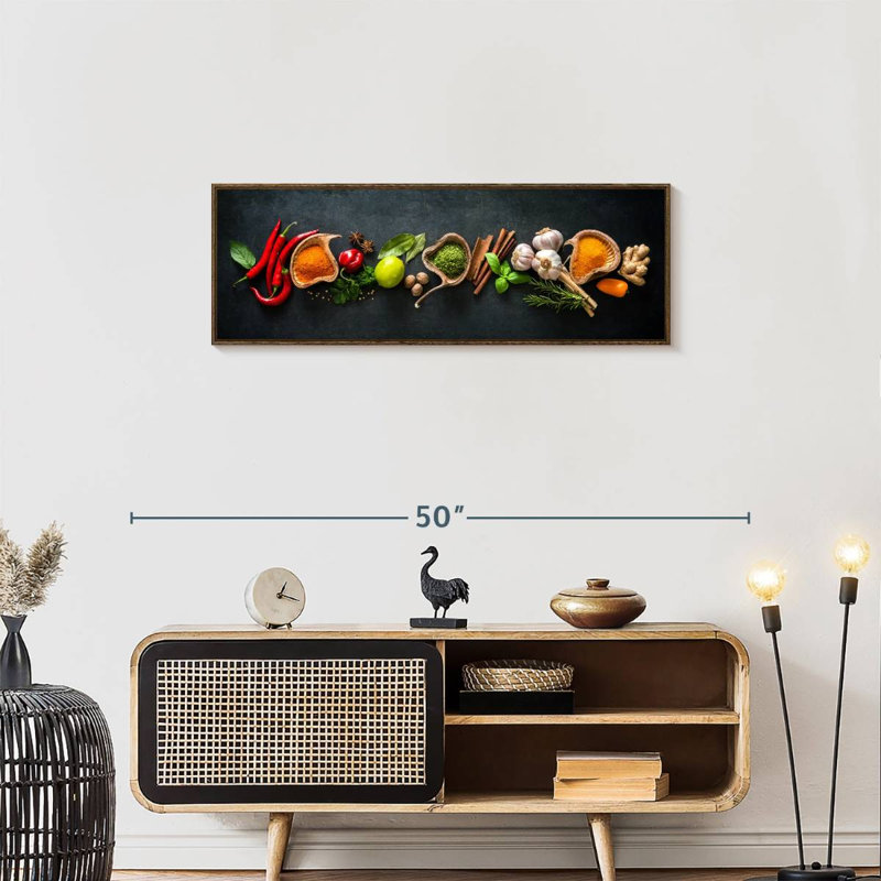 Épices pour cuisiner, Floating Frame Walnut, 37" X 13"