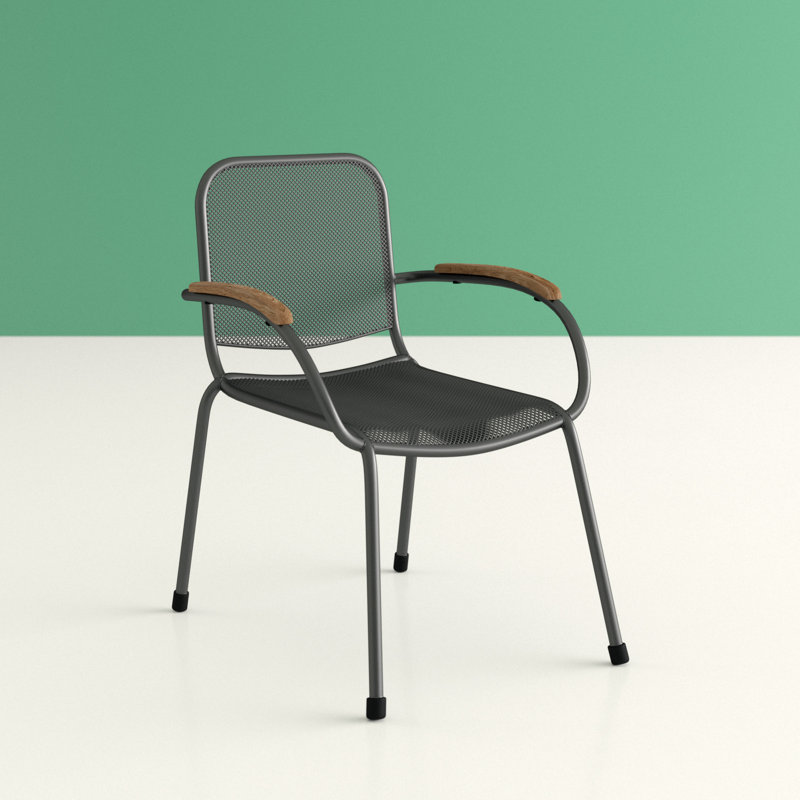 Stacking Patio Dining Armchair, Black