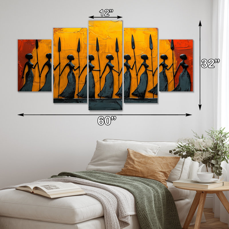 «Black Yellow Yellow Tribal Rhythms II», ensemble d'art sur toile tribal africain