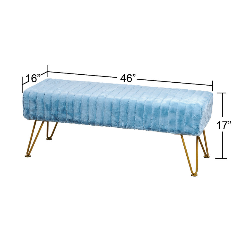 Faux Fur Upholstered Bench, Forget-Me-Not