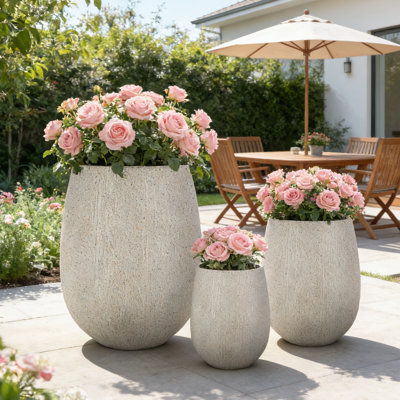 Ensemble de jardinières d'extérieur 3 tailles American Traditional avec fabrication MGO résistante aux intempéries