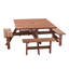 Table de pique-nique carrée pour 8 personnes avec trou pour parasol