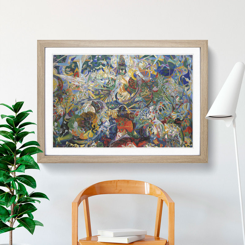 Coney Island by Joseph Stella - Picture Frame Graphic Art, Oak Framed, 27cm H x 36cm W x 2cm D