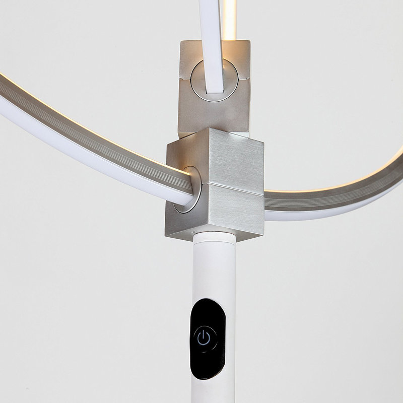 White Adjustable LED Touch Floor Lamp with Dual Rings
