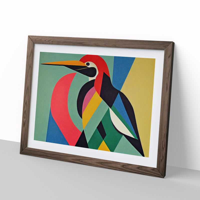 XH1022-6864X Pelican Abstract Art - Single Picture Frame Print, 25cm H x 34cm W x 2cm D, Walnut