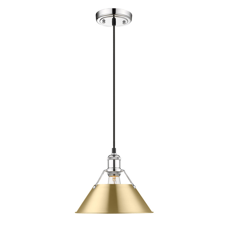 Luminaire suspendu conique à 1 lumière Weatherford, H 130 po x l 10 po x P 10 po, Chrome, Brushed Champagne Bronze