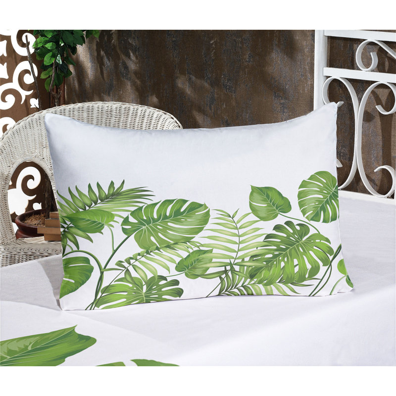 Ensemble de draps et taies décoratives à motif de feuilles Ambesonne, vert pâle