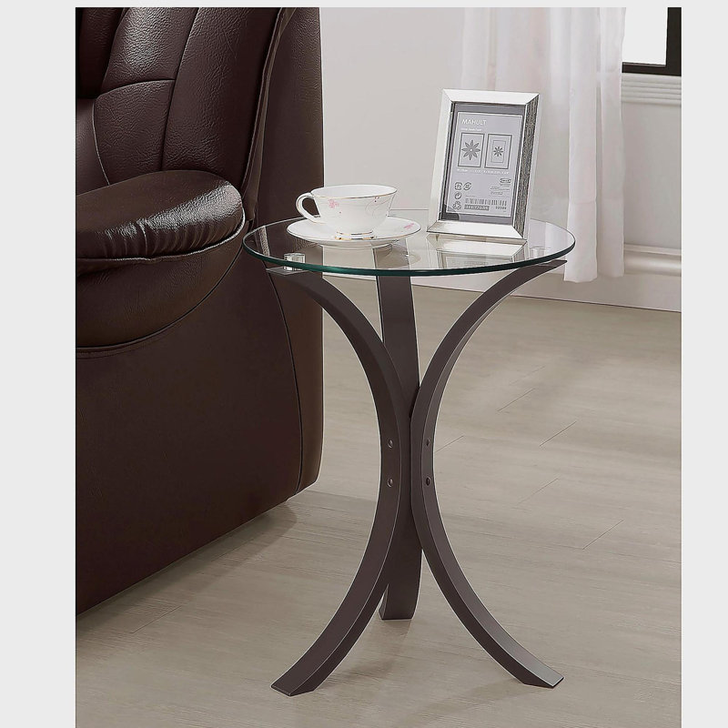 Round Glass Top Accent Side Table