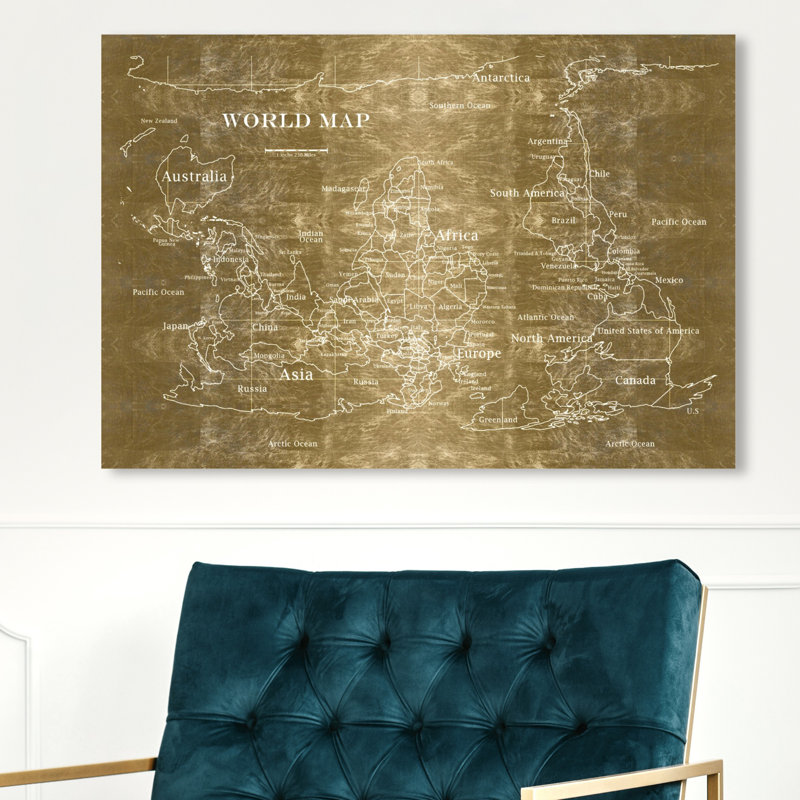 « inversée the world noir gold », impression sur toile, H 20 po x l 30 po x P 2 po