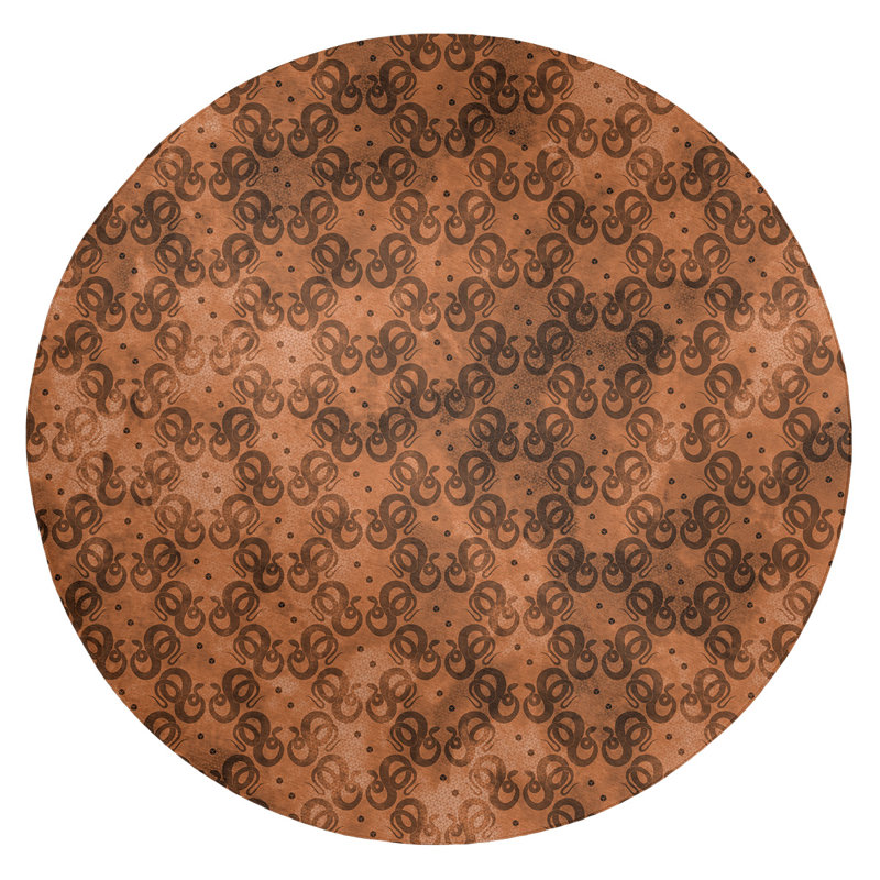 Tapis de l’aire orange serpents, Rond 5 pi