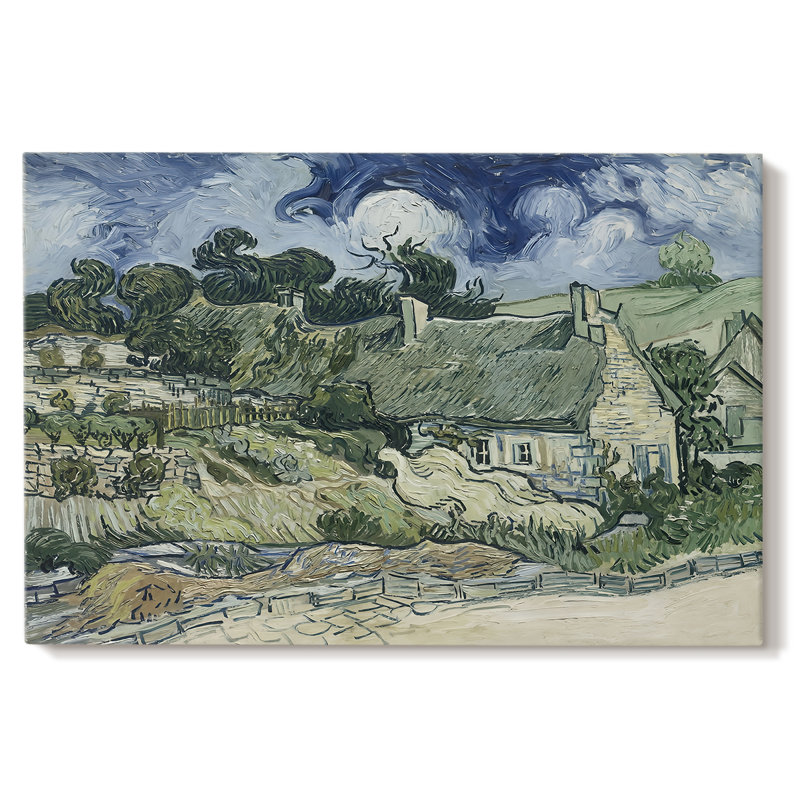 Chaumières à Cordeville-Vincent van Gogh-Toile tendue avec châssis-1890, 32 x 48