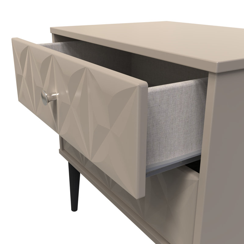 Carnlea 58cm W Manufactured Wood Bedside Table, Mushroom Matt