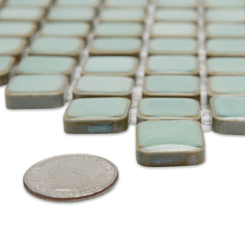 Hudson Diamond 1" x 1" Porcelain Mosaic Grid Wall & Floor Tile, Green