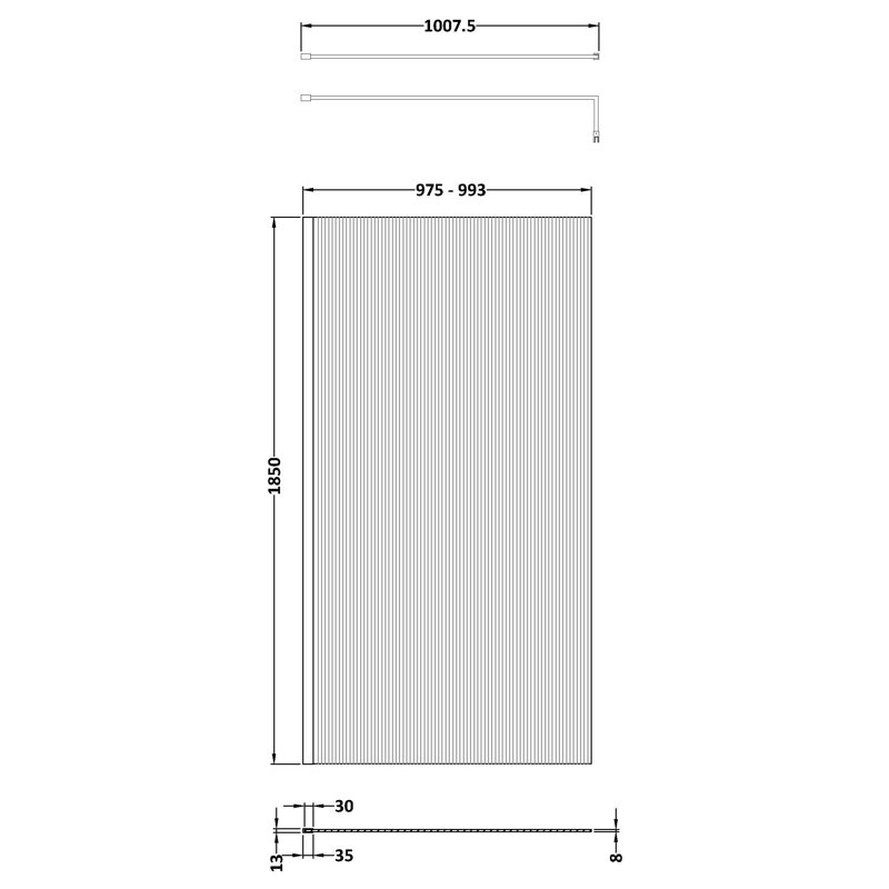 Semi-Frameless Wet Room Glass Screens with Glass