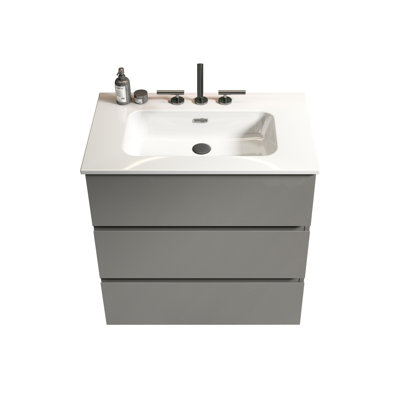 Meuble-lavabo moderne - gris, spacieux et grand cabinet gris pour maximiser l'espace ergonomique
