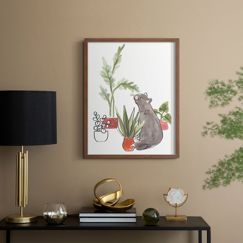 PurrfectPlantsIV Framed Print - Solid Wood, Walnut, 30" H x 24" W