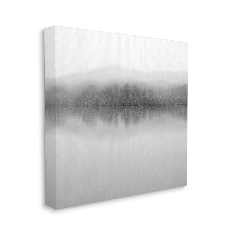 «Mountainous Lake Trees Reflection» par Nicholas Bell - photographie, H 17 po x l 17 po x P 1,5 po, Toile tendue