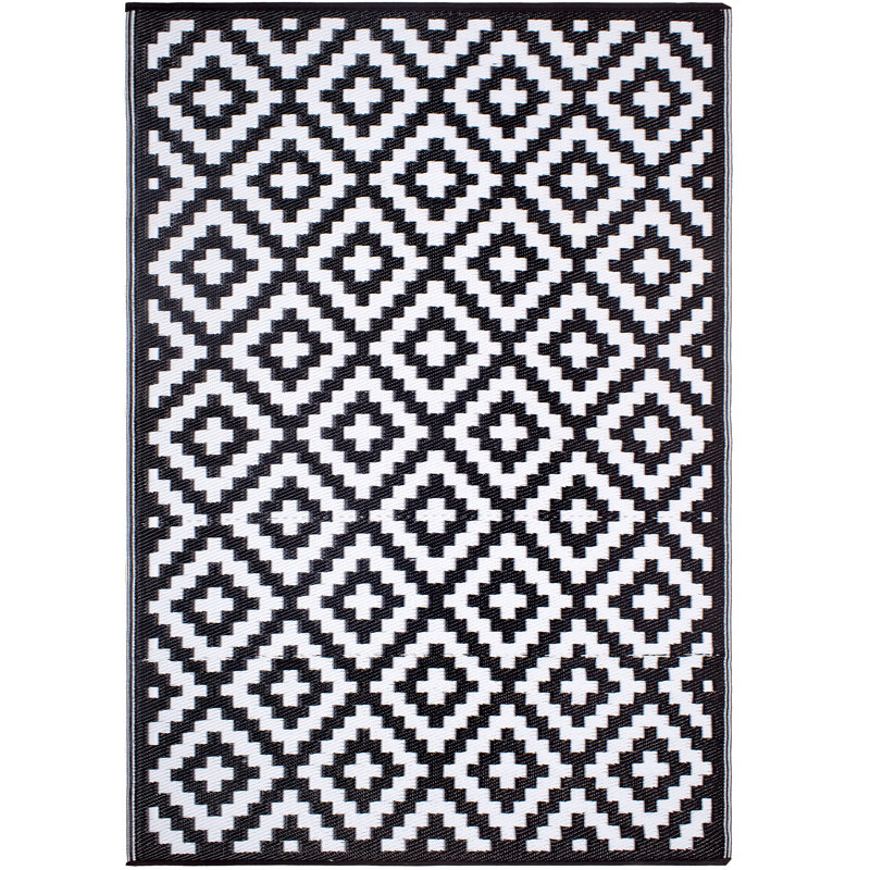 Tapis d'extérieur Geo Aztec Geo, Aztec - Black & White, Rectangulaire 4 pi x 6 pi