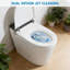 Toilette compacte bidet ADA avec réservoir intégré, siège chauffant, eau chaude instantanée, chasse d'eau avec capteur de pied et veilleuse à DEL