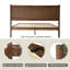 Grand lit plateforme avec tête et pied de lit, structure de lit en bois massif, pieds en métal central, 12 lattes renforcées, anti-dérapant et silencieux, aucun sommier requis, assemblage facile, finition noyer-229805029-229805026