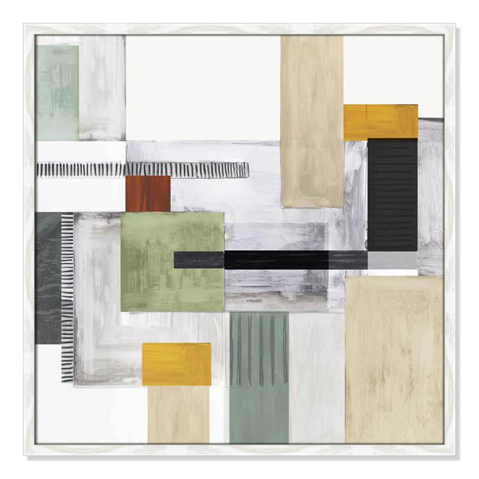 Playful Blocks Print, 27.5" H x 27.5" W x 0.75" D, White Slim Framed