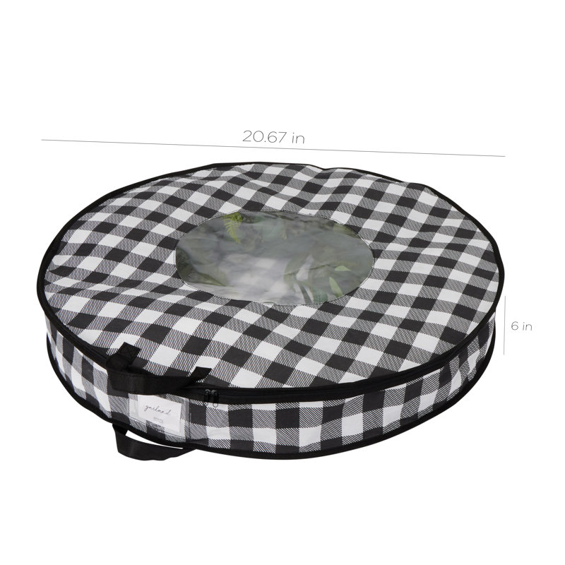 Organize It Al  Set of Two Buffalo Plaid 30" Wreath Bags in Black and White