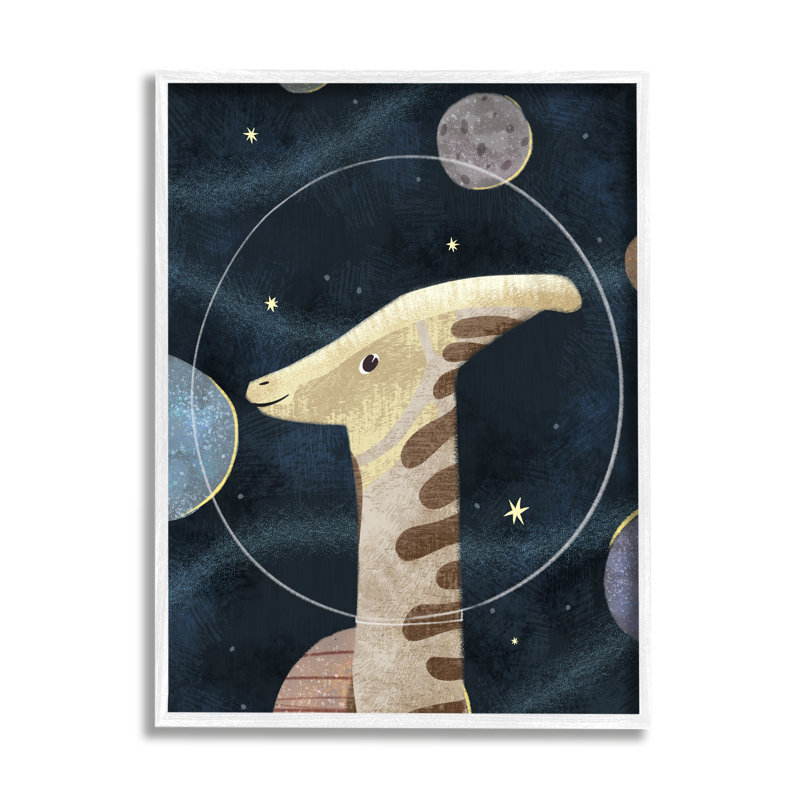 «Dinosaur Astronaut Helmet Outer Space Imagination» par Ziwei Li - peinture, Giclée encadrée blanc bord de mer
