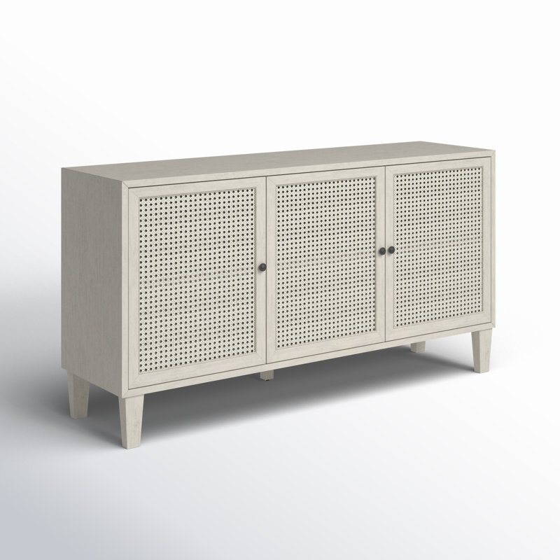 Mykonos Reclaimed Acacia White Wash Coastal 66-inch Long 3-Door Sideboard with Iron Hardware