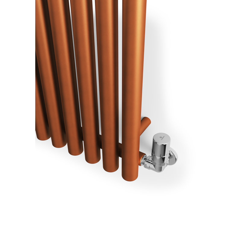 Rolo Room Cylindrical Bar Reversible Designer Radiator, 1800mm H x 370mm W x 96mm D, Copper