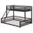 Twin XL Over Queen Bunk Bed,  Metal Bunk Bed With Safety Ladder And Full-Length Guardrails, Bed Frame With Slats Support-1667964371