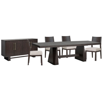 Extendable Double Pedestal Dining Table With 4 Side Chairs And Buffet