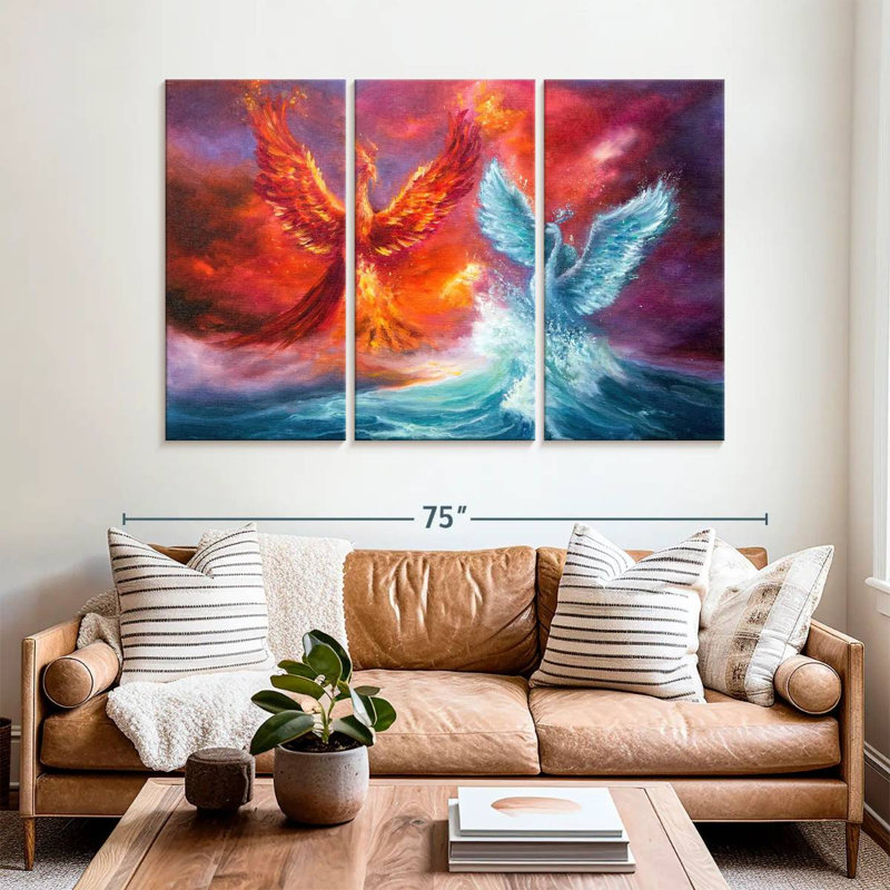 Kelan Fire Phoenix et cygne abyssal, H 42 po x l 65 po