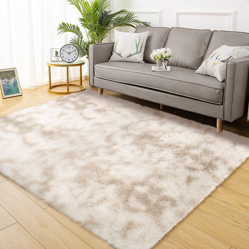 Fluffy Rugs For Bedroom Tie-Dyed Soft Shag Rug Cozy Plush Furry Area Rugs, Rectangle 9' x 12'