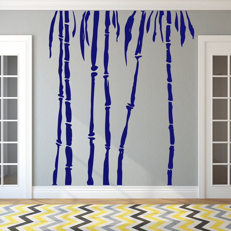 Décalcomanie murale arbres en bambou, Bleu marine