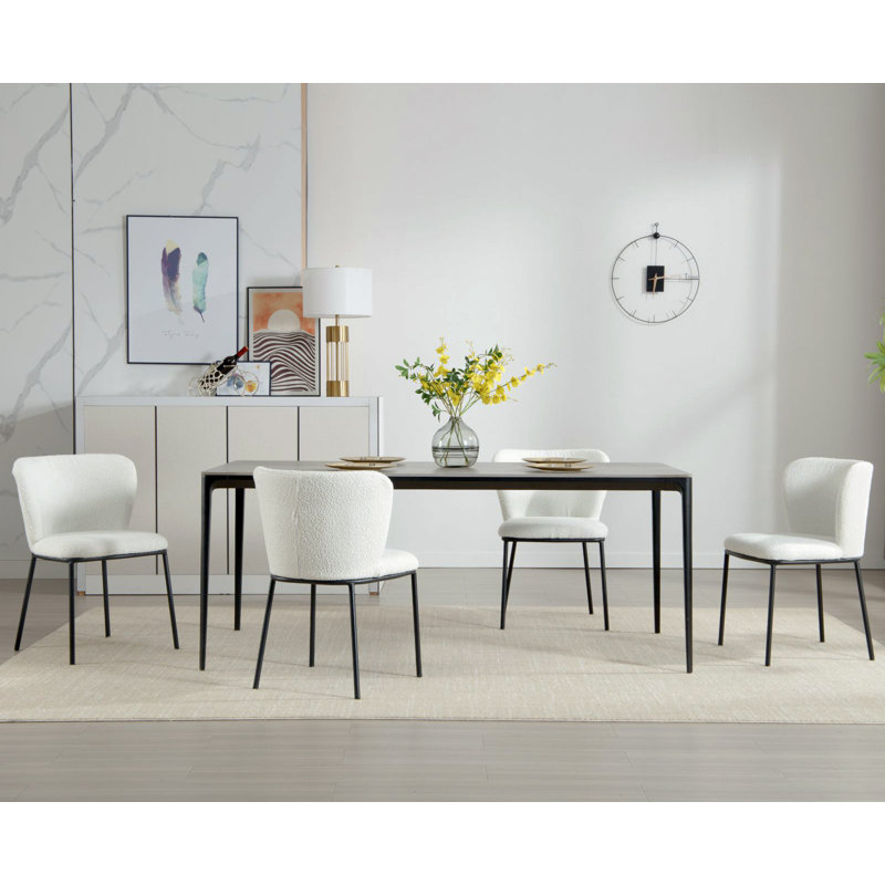 Difranco 46cm H Upholstered Side Chair, White teddy