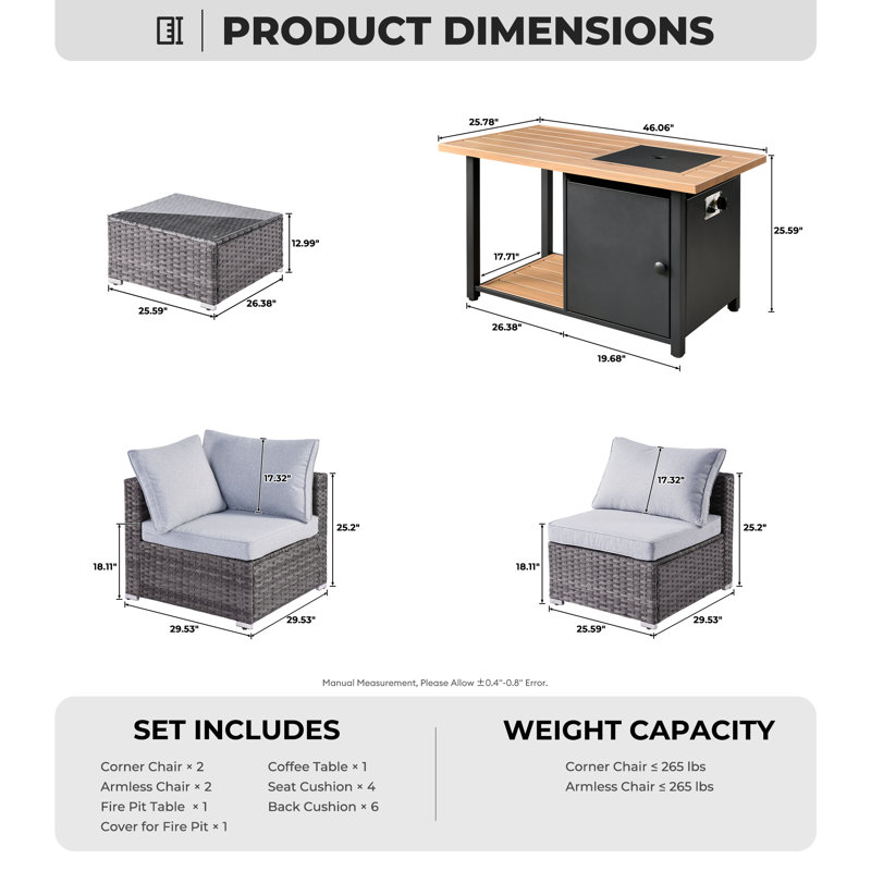 4 - Person Patio Conversation Set with Cushions, Light Gray, Yes