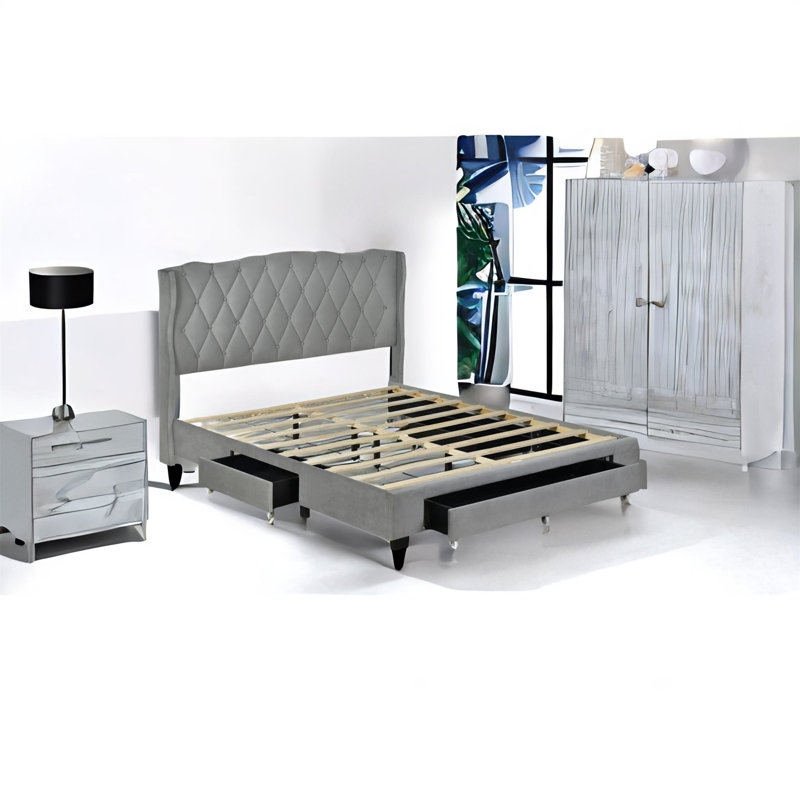 Lit tapissier Cheshire Clermt, gris